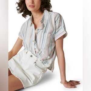 Lucky Brand Striped Short Sleeve Button-Up Shirt